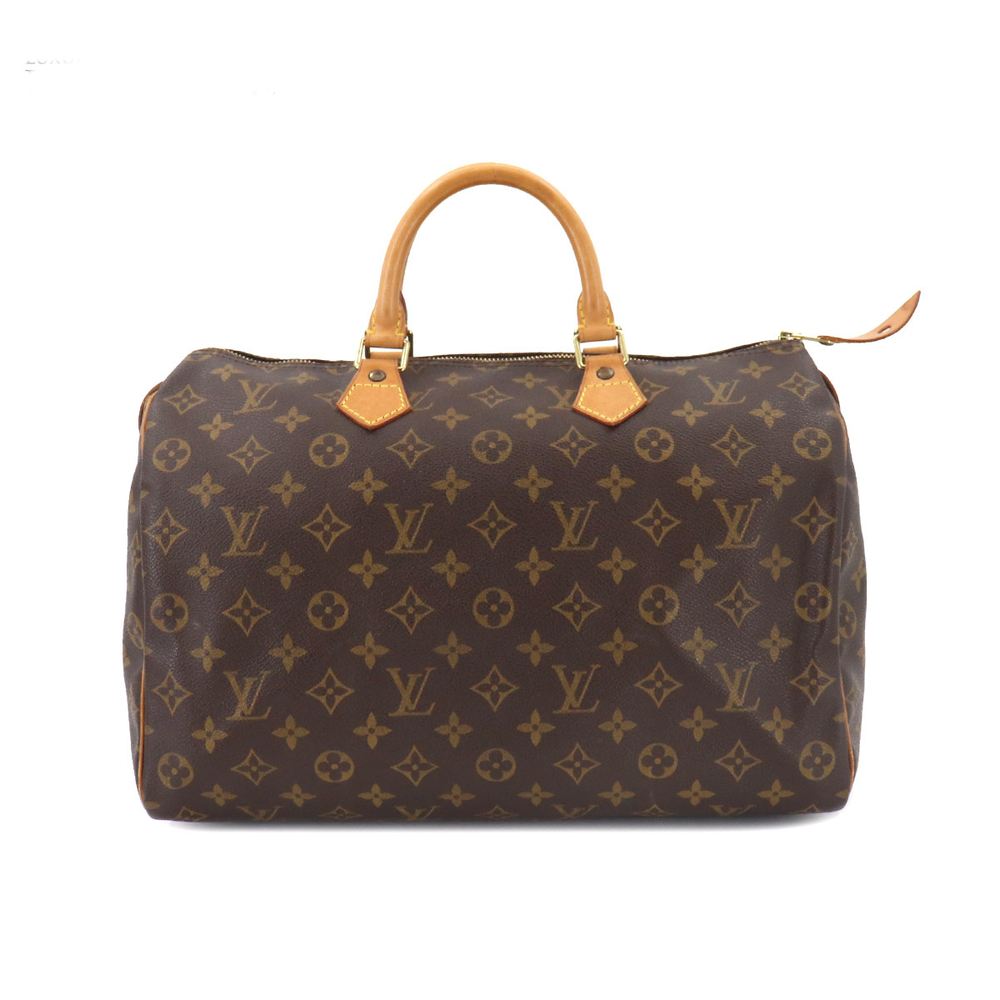 Louis Vuitton Monogram Speedy 35 Hand Bag Brown Gold Hardware